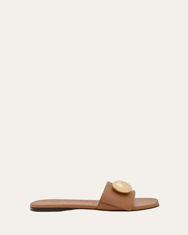 Pebble Leather Slide Sandals